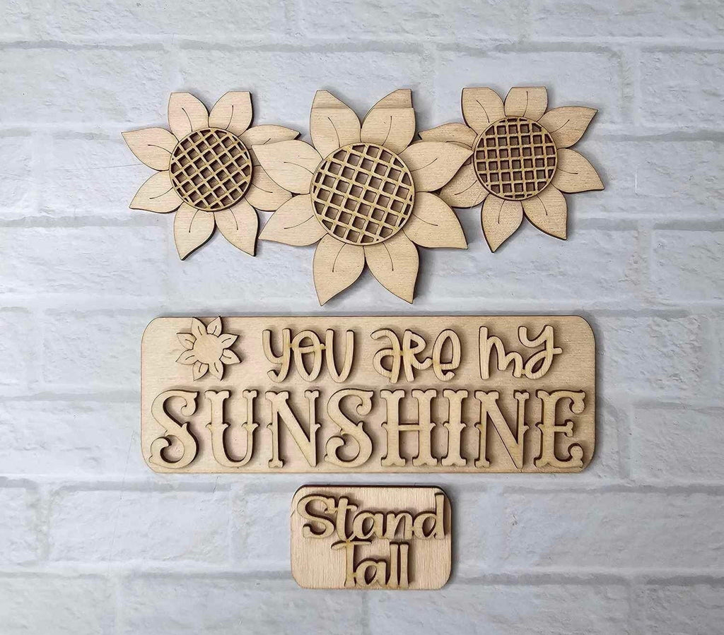 Sunflower, You are Sunshine Insert for Large Interchangeable Truck, Round and Breadboard - Interchangeable Wood Blank Pieces for Painting