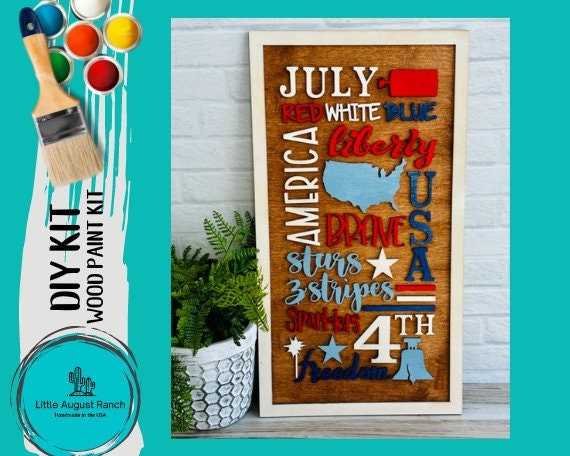 July Word Collage DIY Wood Kit