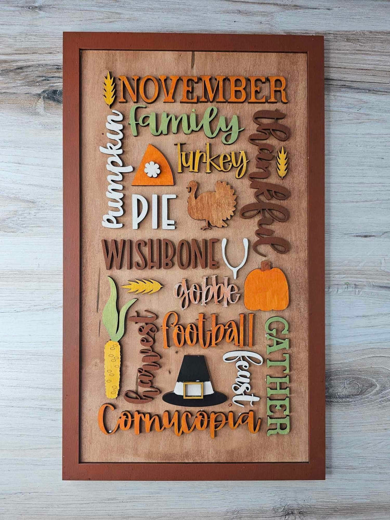 November Word Collage - DIY Wood Blank Paint Kit