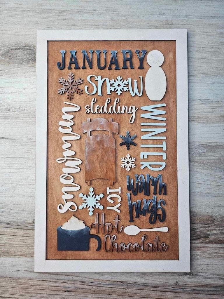 January Word Collage - DIY Wood Blank Paint Kit