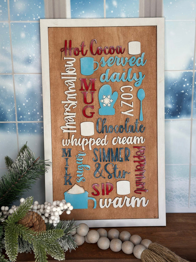 Hot Cocoa Word Collage - DIY Wood Blank Paint Kit