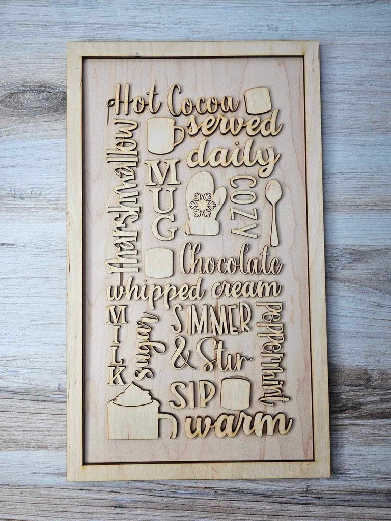 Hot Cocoa Word Collage - DIY Wood Blank Paint Kit