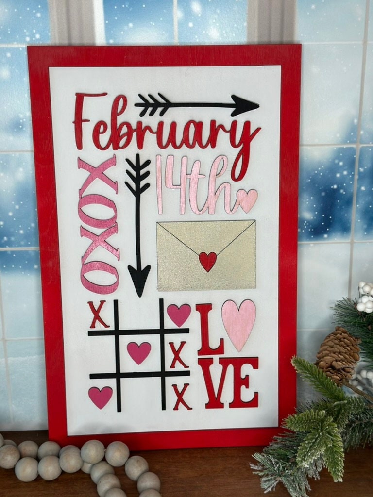 February Word Collage - DIY Wood Blank Paint Kit