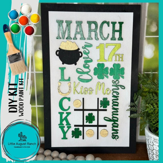 March Word Collage - DIY Wood Blank Paint Kit