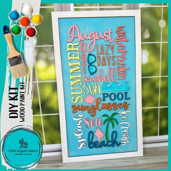 August Word Collage - DIY Wood Black Kit for Painting and Crafting