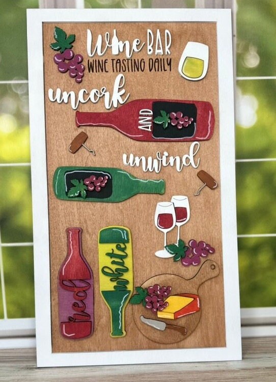 Wine Word Collage - DIY Wood Black Kit for Painting and Crafting