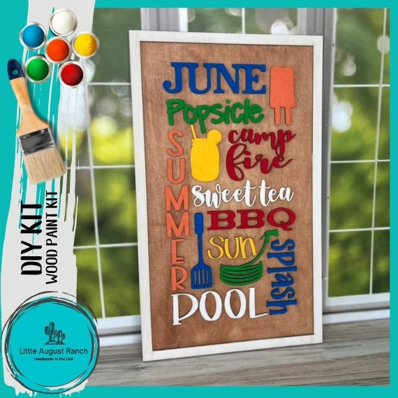 June Word Collage - DIY Wood Black Kit for Painting and Crafting