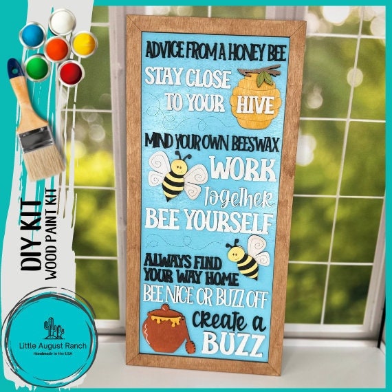 Advice from a Honey Bee Word Collage - DIY Wood Black Kit for Painting and Crafting