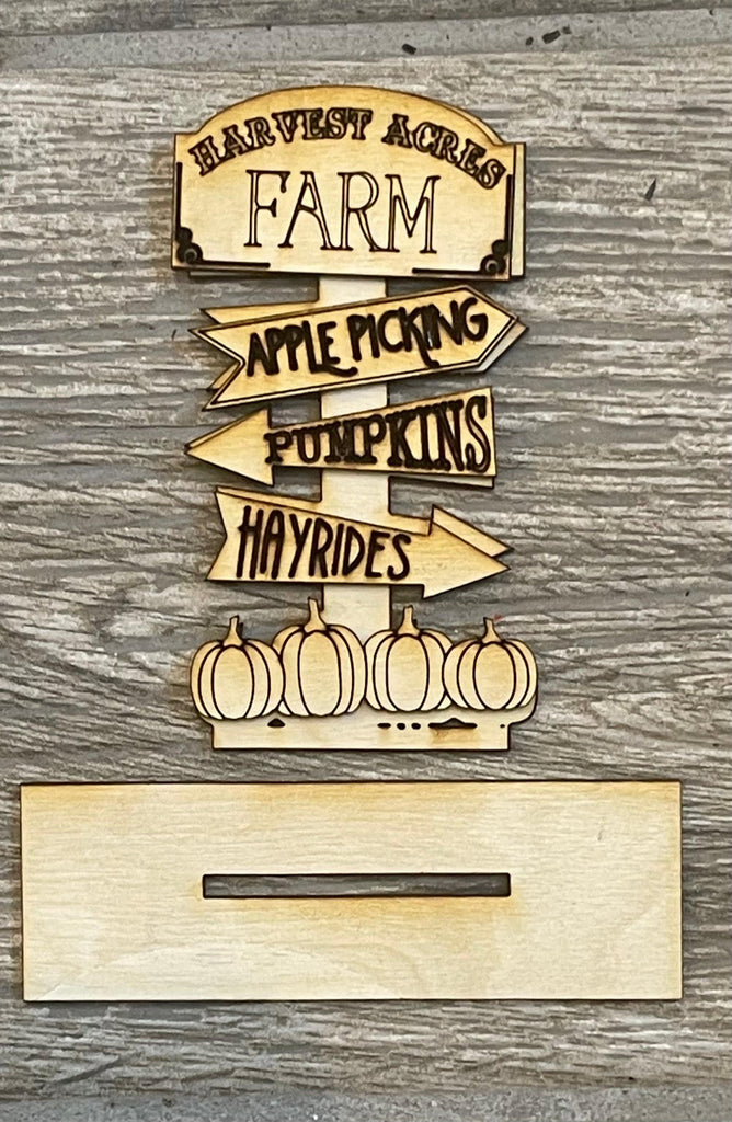 DIY Fall Farm Standing Pieces - Pumpkin Farm - Fall Shelf Decor Blank Kit - Tractor, Old Truck, Falling Leaves, Scarecrow Wood Blanks