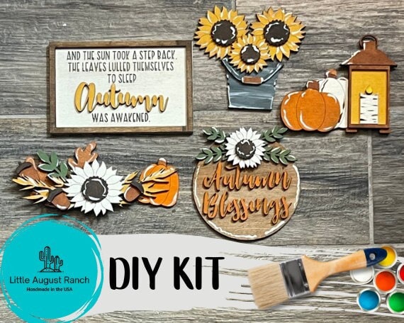 Autumn Blessings Tiered Tray Decor Bundle DIY -Fall Harvest Tiered Tray - Sunflowers Wood Decor Blanks