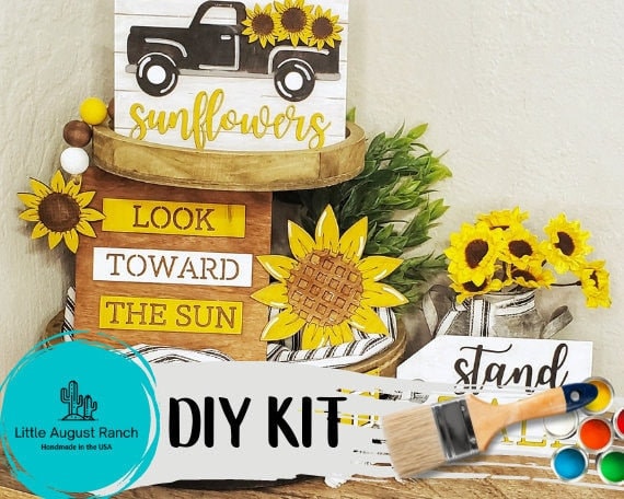 DIY Tiered Tray Sunflower Set, Paint and Decorate Yourself