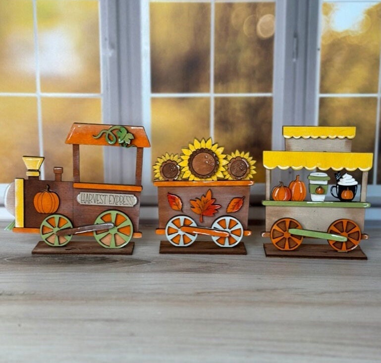 Fall Train Set - Wood Blanks for Crafting and Painting