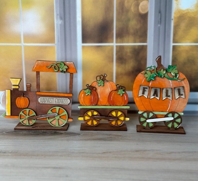 Fall Train Set - Wood Blanks for Crafting and Painting