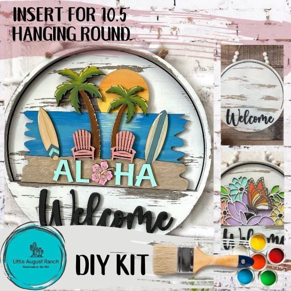 Tropical Beach Interchangeable Door Hanger - DIY Wood Blanks for Painting and Crafting