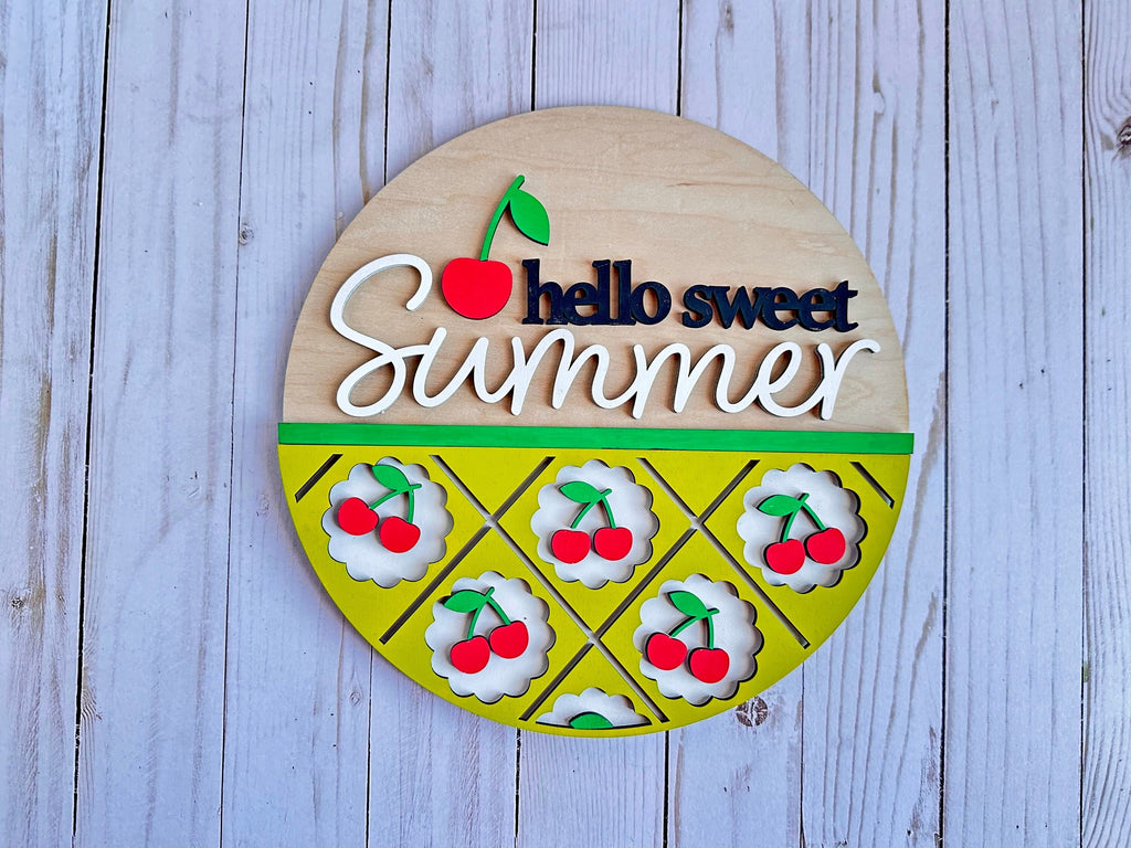 Hello Sweet Summer Cherry Door Hanger DIY Kit - Paint Kit Wall Hanging