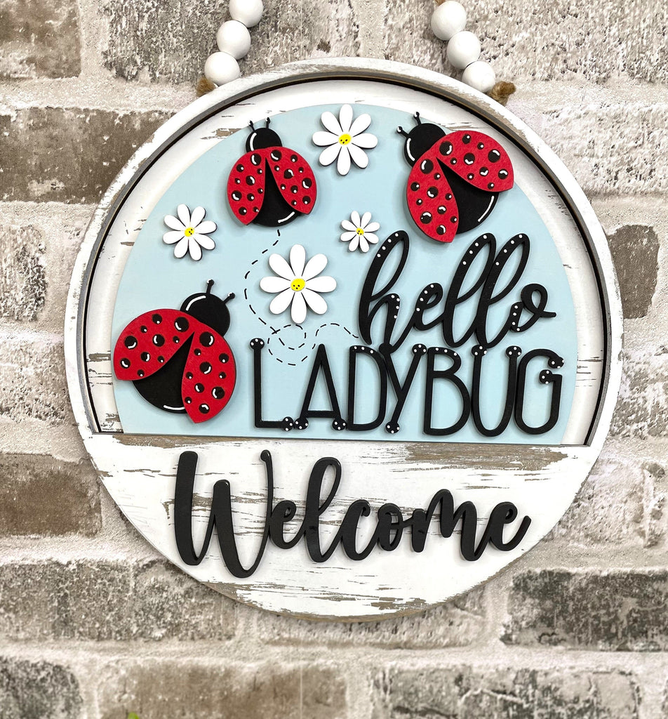 Ladybug Interchangeable Door Hanger - DIY Wood Blanks for Painting and Crafting