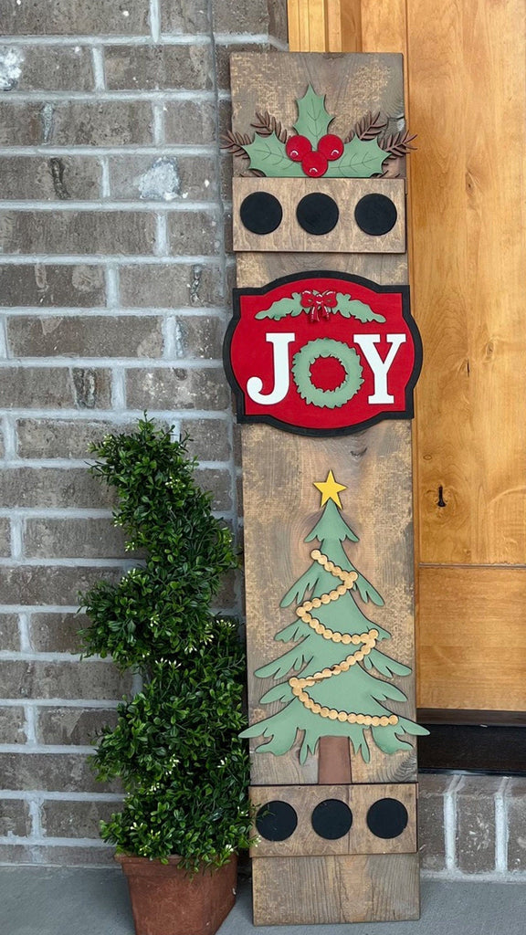 Joy Christmas Add On Kit for Porch Leaner Toppers DIY Kit - Wood Blanks for Painting and Crafting