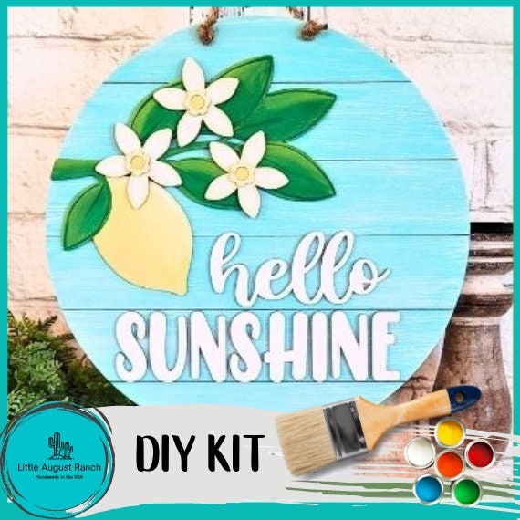 Lemon Hello Sunshine, Round Hanger - DIY Wood Blanks for Painting and Crafting