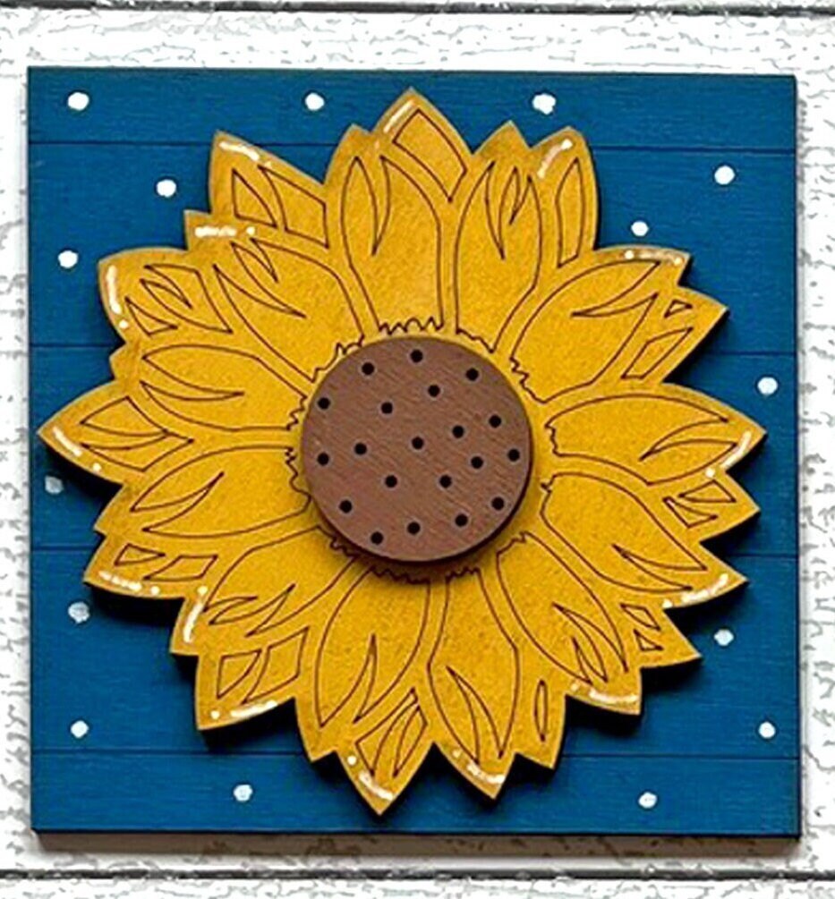 Sunflower Square DIY Tiles for 4.5&quot; Frame - Wood Blanks to Paint and Craft