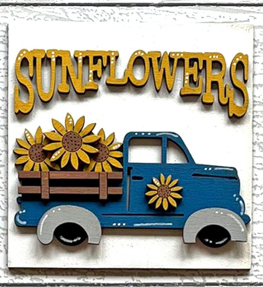 Sunflower Square DIY Tiles for 4.5&quot; Frame - Wood Blanks to Paint and Craft