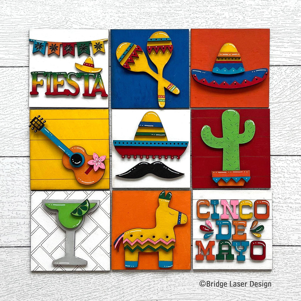 Fiesta Square DIY Tiles for 4.5&quot; Frame - Wood Blanks to Paint and Craft