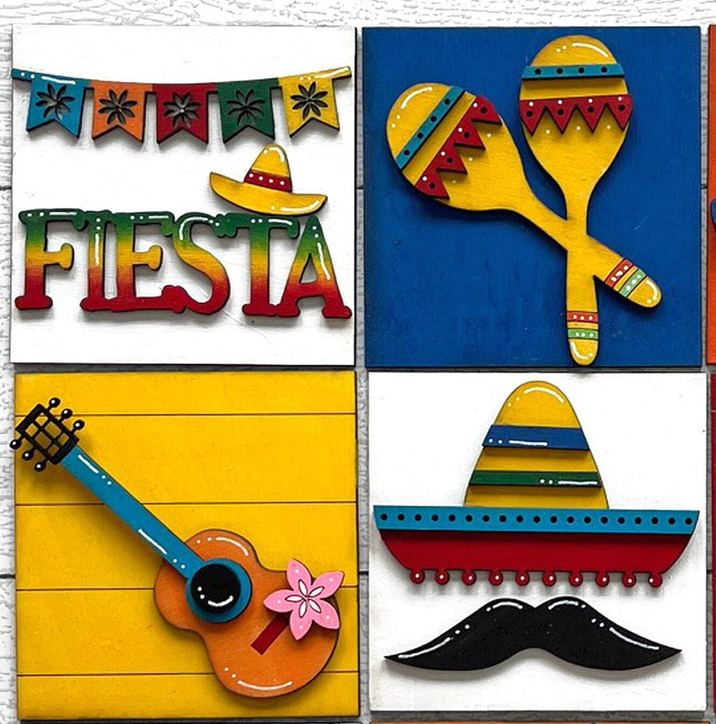 Fiesta Square DIY Tiles for 4.5&quot; Frame - Wood Blanks to Paint and Craft