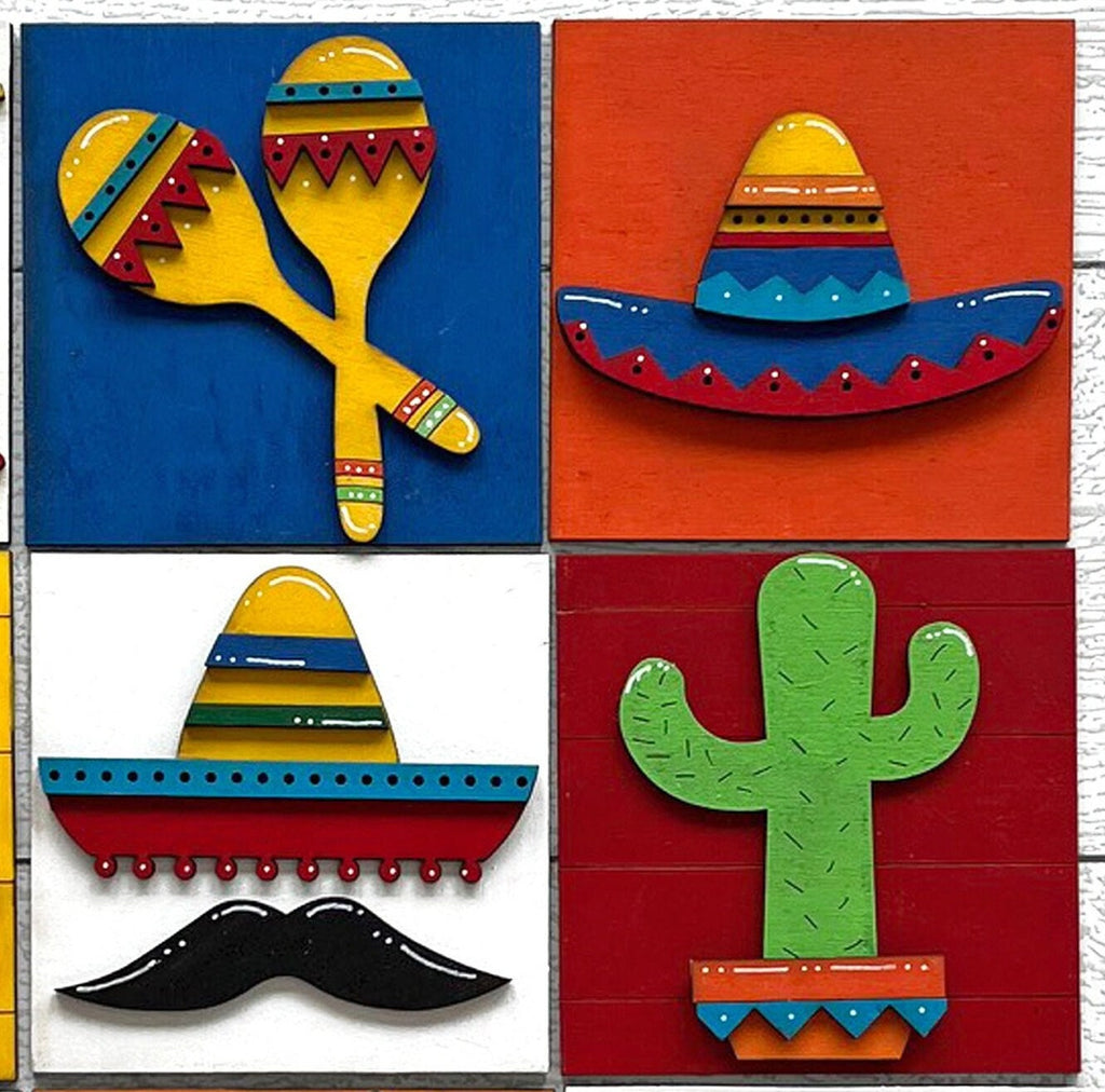 Fiesta Square DIY Tiles for 4.5&quot; Frame - Wood Blanks to Paint and Craft