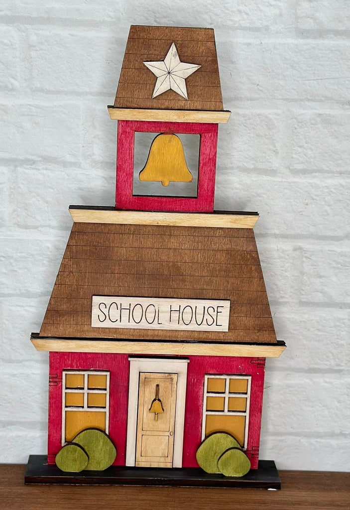 Main Street USA, School House Self Standing Shelf Decor - DIY Wood Blanks to Paint and Decorate