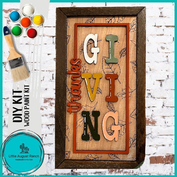 Friends Giving Framed Sign - DIY Wood Blank Paint and Craft Kit