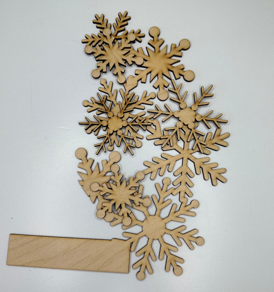 Snowflake Seasonal Bucket Door Hanger Insert- Wood Blanks for Painting and Decorating