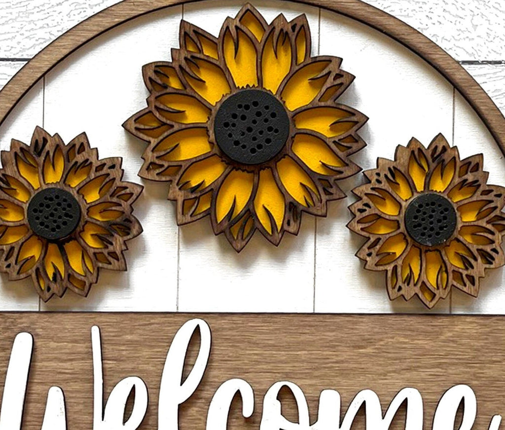 Sunflower Trio Welcome Hanger - DIY Paint Kit Wood Blank Set for Crafting and Painting