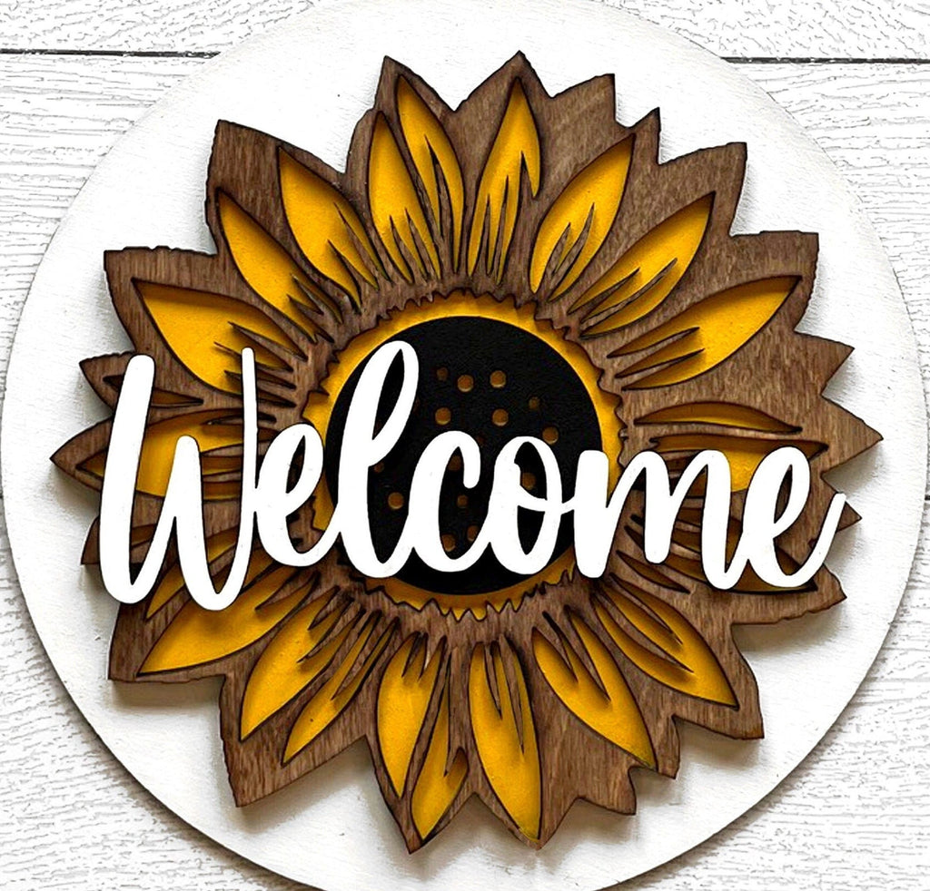 Sunflower Welcome Hanger - DIY Paint Kit Wood Blank Set for Crafting and Painting