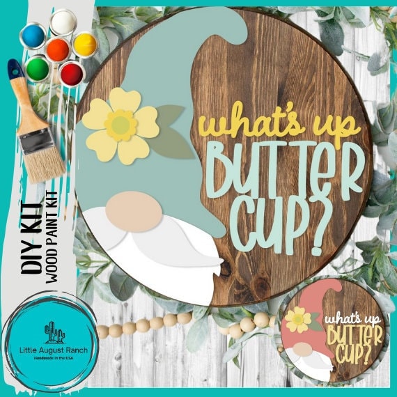 What&#39;s Up Buttercup? Gnome Summer Door Hanger DIY Kit - Paint Kit Wall Hanging