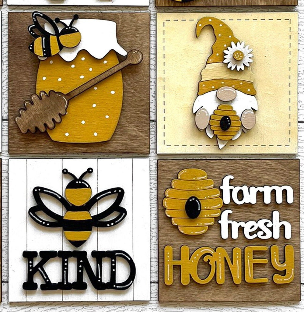 Honey Bee Square DIY Tiles for 4.5&quot; Frame - Wood Blanks to Paint and Craft