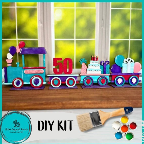 Birthday Train Set - Wood Blanks for Crafting and Painting