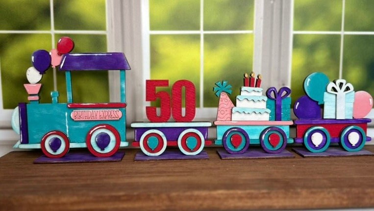 Birthday Train Set - Wood Blanks for Crafting and Painting