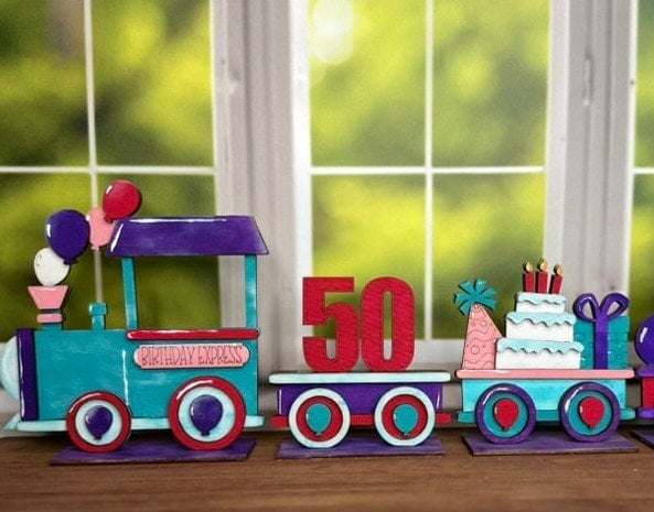 Birthday Train Set - Wood Blanks for Crafting and Painting