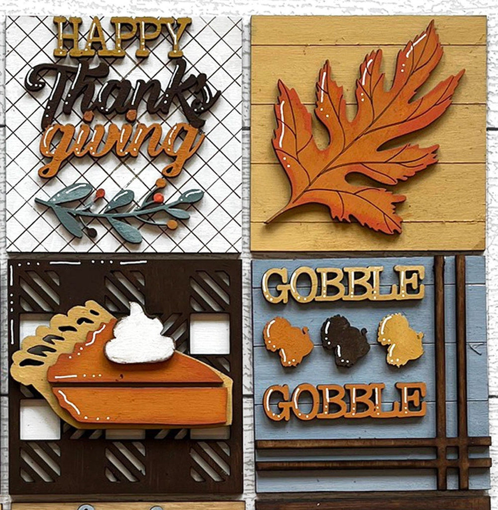 Thanksgiving Square DIY Tiles for 4.5" Frame - Wood Blanks to Paint and Craft