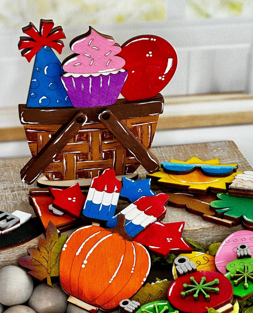 DIY MINI Basket with Interchangeable Decor - Wood Blank for Painting