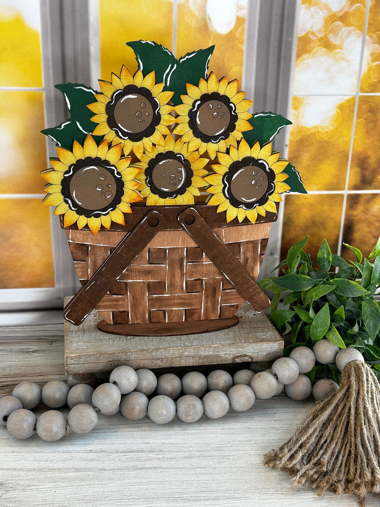 DIY Sunflower Basket Insert for Interchangeable Basket Decor - Wood Blank for Painting