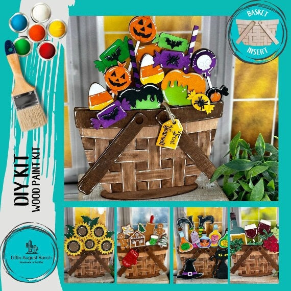 DIY Halloween Candy Basket Insert for Interchangeable Basket Decor - Wood Blank for Painting