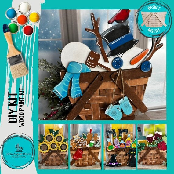 DIY Build a Snowman Insert for Interchangeable Basket Decor - Wood Blank for Painting