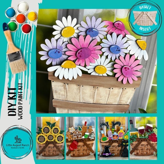 DIY Daisy Interchangeable Basket Decor - Wood Blank for Painting