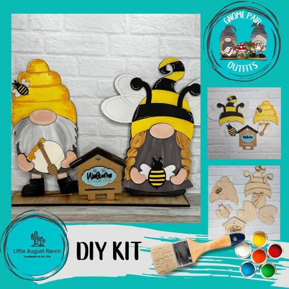 Honey Bee Freestanding Wood Gnome Outfits- Interchangeable Gnomes