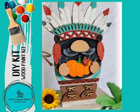 Thanksgiving Indian Boy DIY - Thanksgiving Gnome DIY Paint Kit