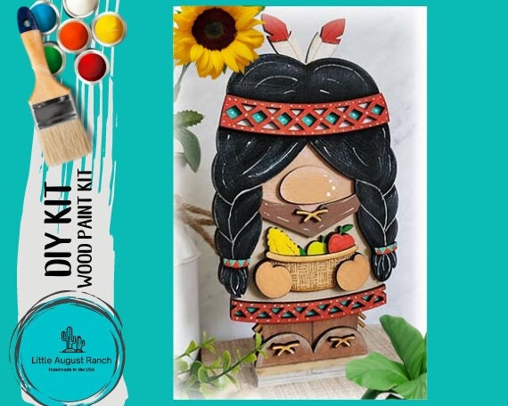 Thanksgiving Indian Girl DIY - Thanksgiving Gnome DIY Paint Kit