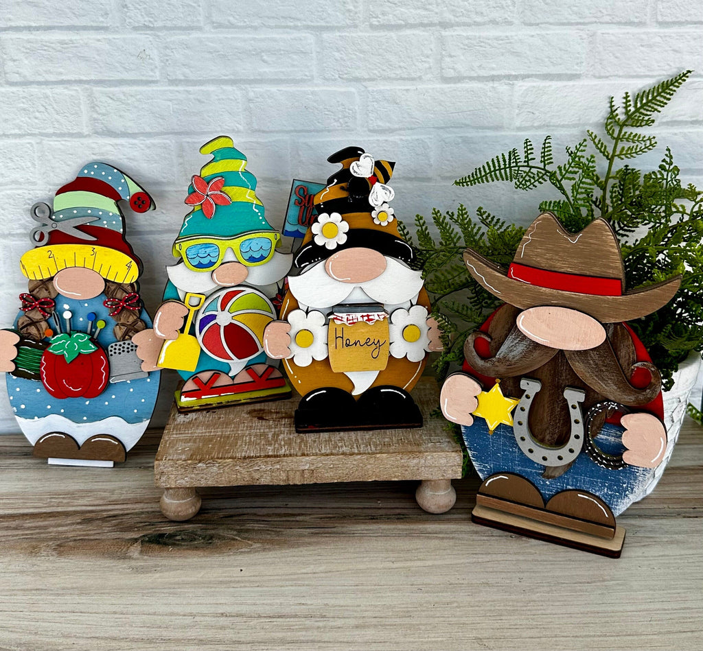 Cowboy Sheriff Gnome DIY Wood Paint Kit- Standing Gnome on Base