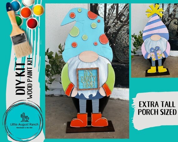 Tall Porch Gnome Birthday Gnome Outfits- Celebration Interchangeable Tall Porch Gnomes