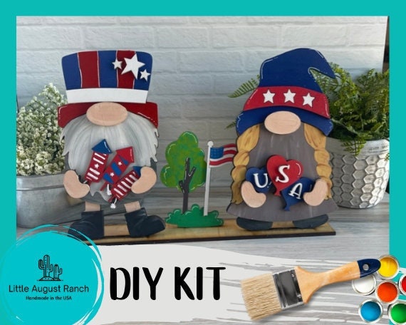 4th of July Freestanding Wood Gnome Outfits- Patriotic Interchangeable Gnomes - DIY Paint and Decorate Yourself