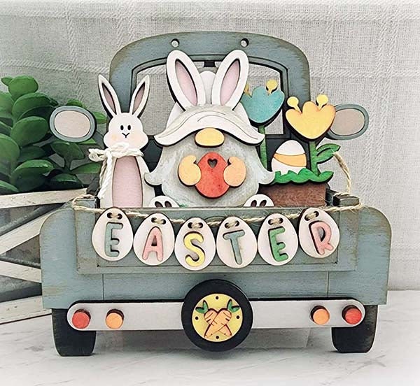 Create your own Easter Bunny decorations with DIY Wood Blanks and tiered tray bases. Add a whimsical touch to your Easter decor by incorporating an adorable Little August Ranch Easter Gnome Bunny - DIY Interchangeable Inserts - Tiered Tray Decor - Fr